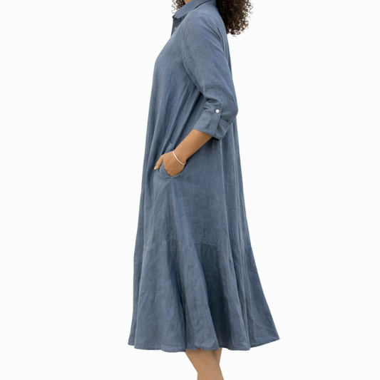Isla Linen Bias Midi Dress