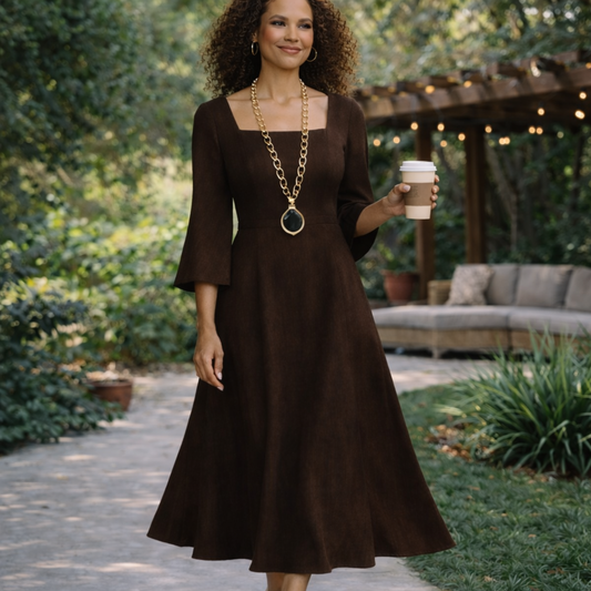 Azure Grace Linen Midi Dress