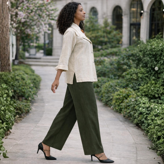 Rachel Linen Palazzo Pants – Flat Front Wide Leg-Essentials