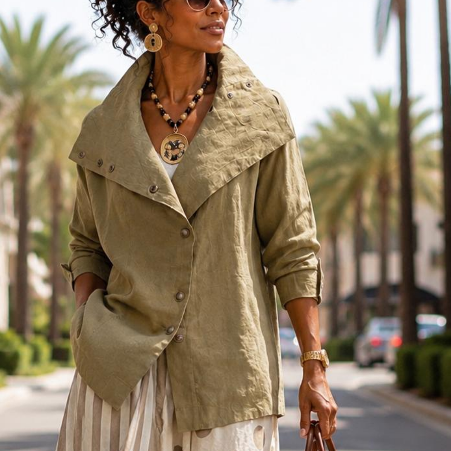 Ju’Ae 100% Linen Box Collar Tunic