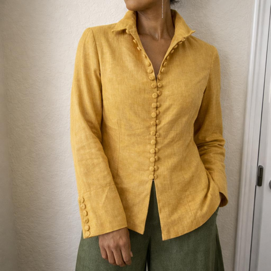 Zaria 100% Linen Relaxed-Fit Resort Blouse