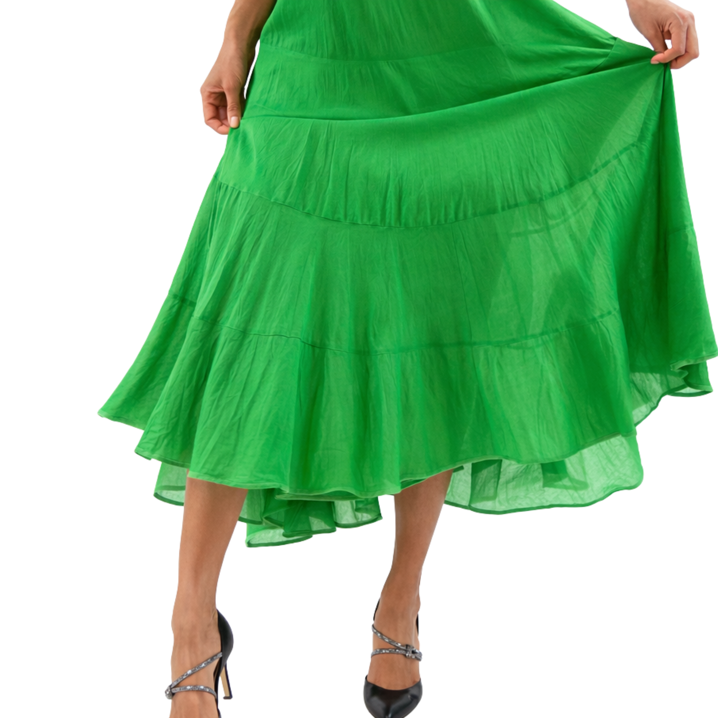 Kya Cotton Relaxed Tiered Satin Piped Dress