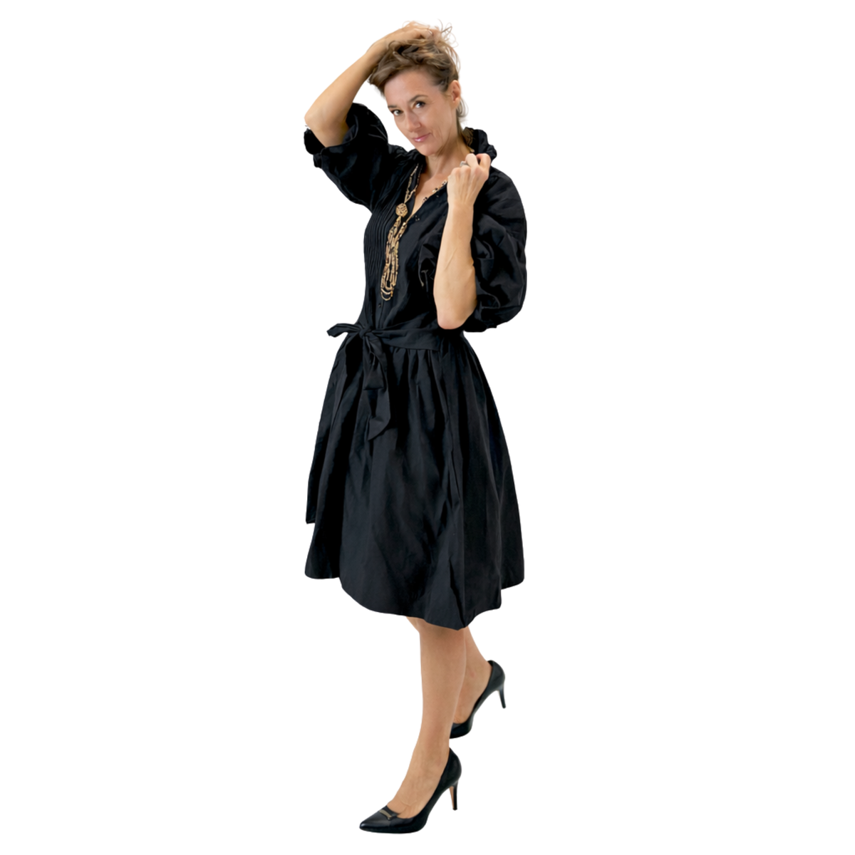 Zia Poplin Cinched Midi Dress