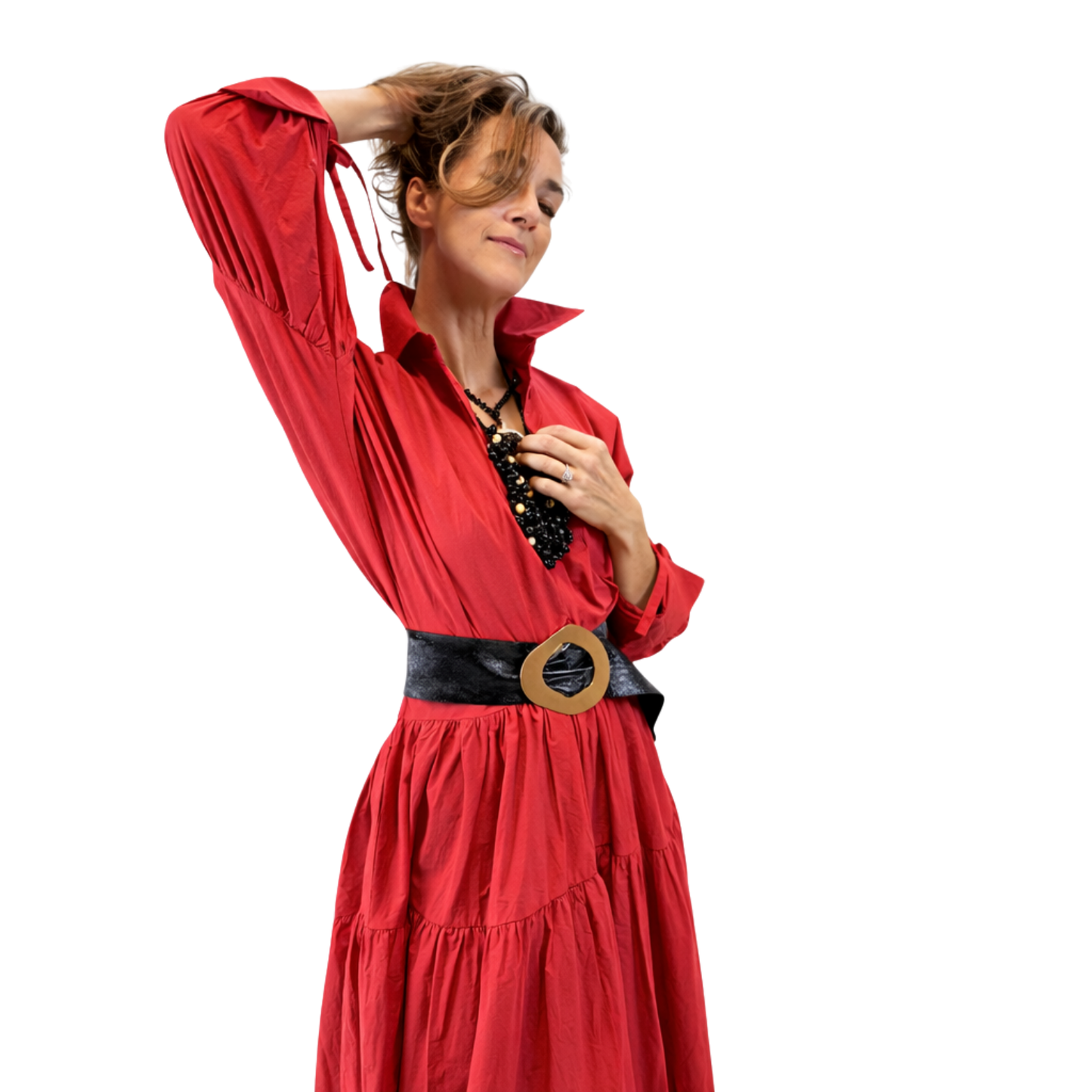 Ria Tiered Cotton Midi Dress