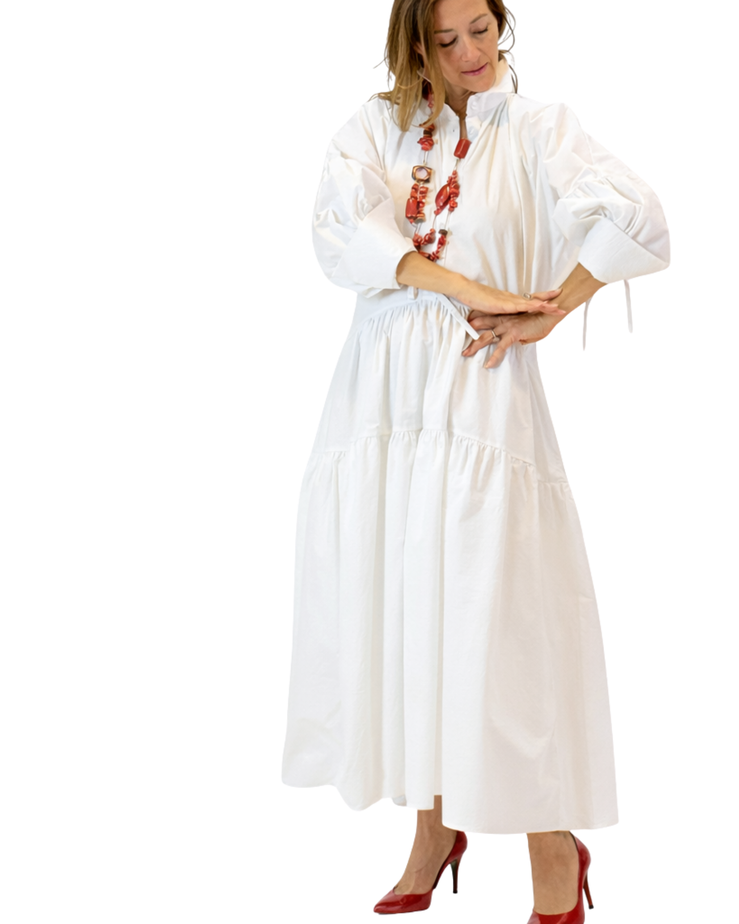 Ria Tiered Cotton Midi Dress
