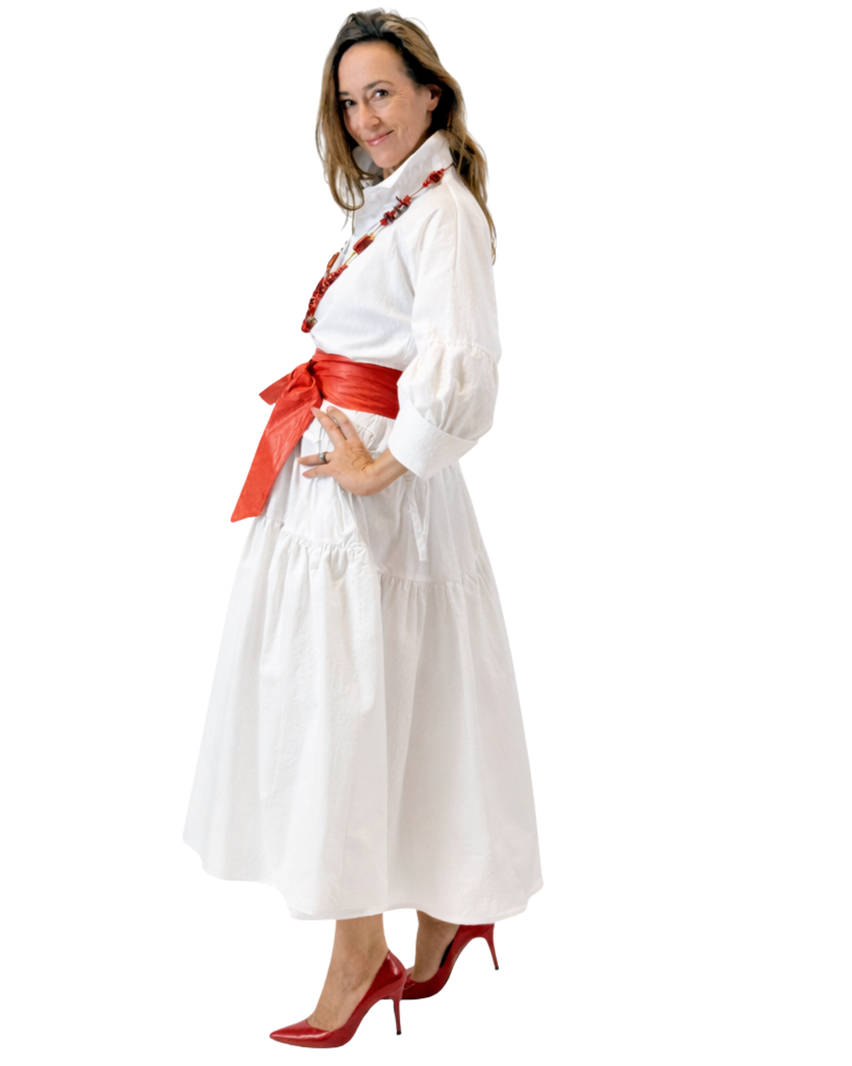Ria Tiered Cotton Midi Dress