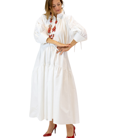 Ria Tiered Cotton Midi Dress