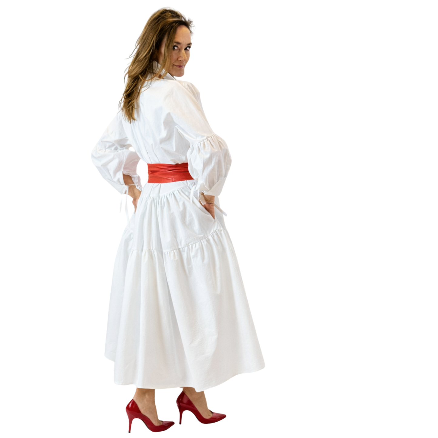 Ria Tiered Cotton Midi Dress