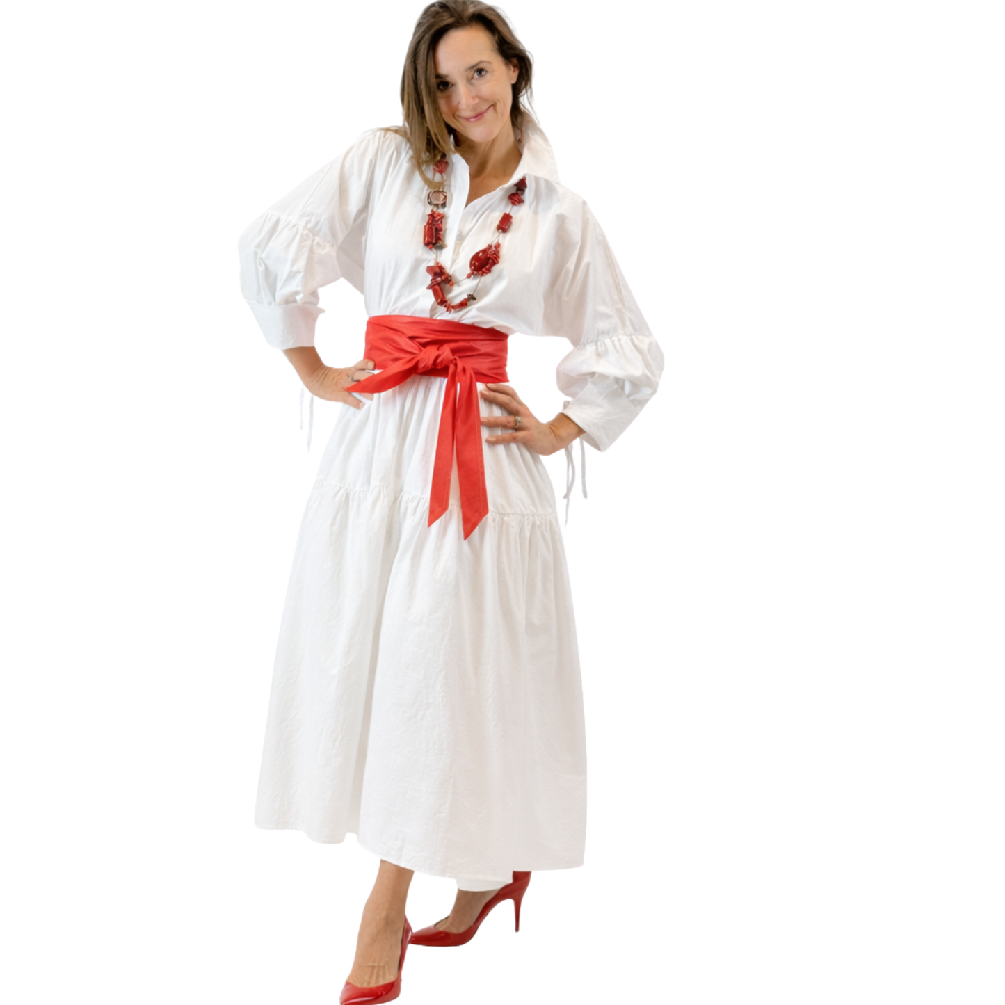Ria Tiered Cotton Midi Dress