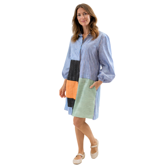 Kira Cotton Striped Patchwork Tunic