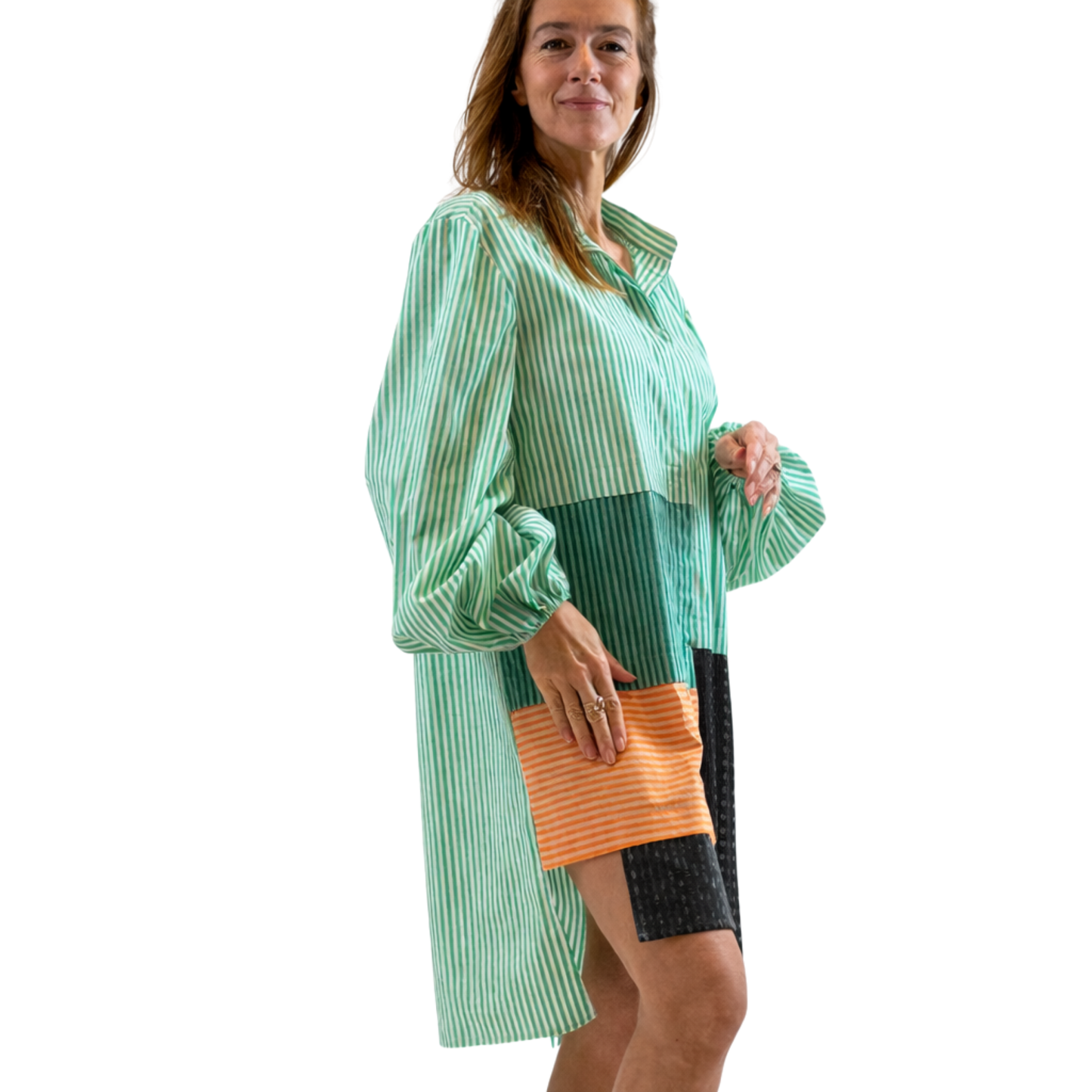 Kira Cotton Striped Patchwork Tunic