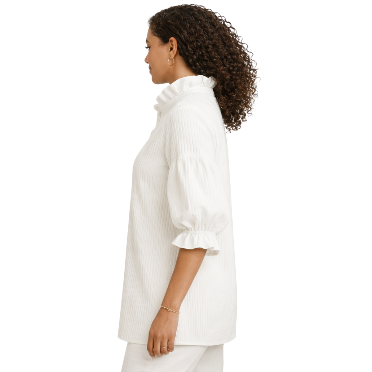 Jazlyn Poplin Top with Puff Sleeves