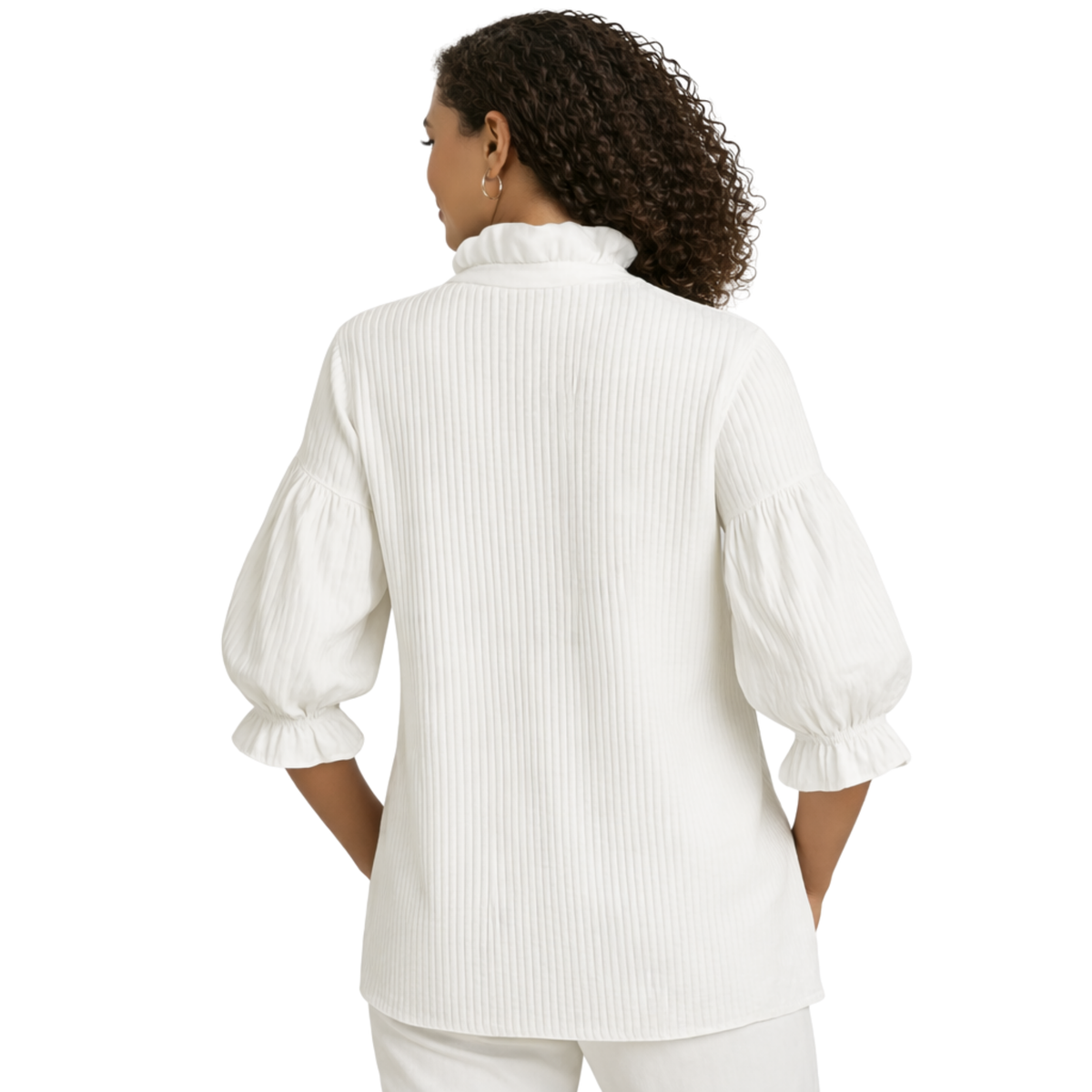 Jazlyn Poplin Top with Puff Sleeves
