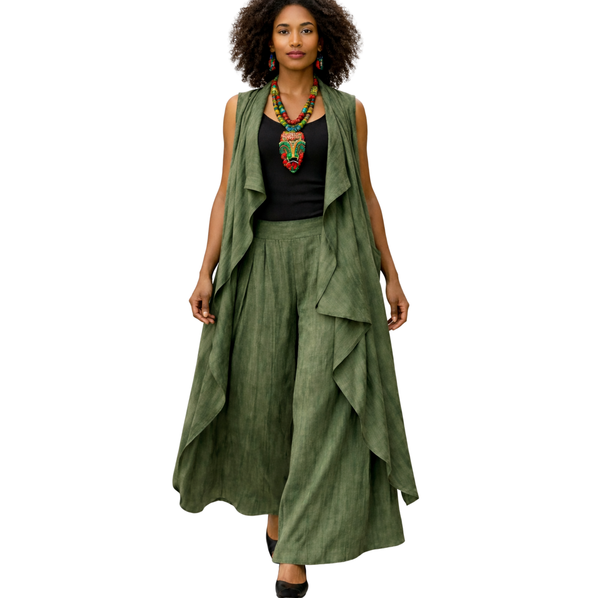 Zyanna Flax Linen 2-Piece Pants Set – Sculpted Resort Ensemble