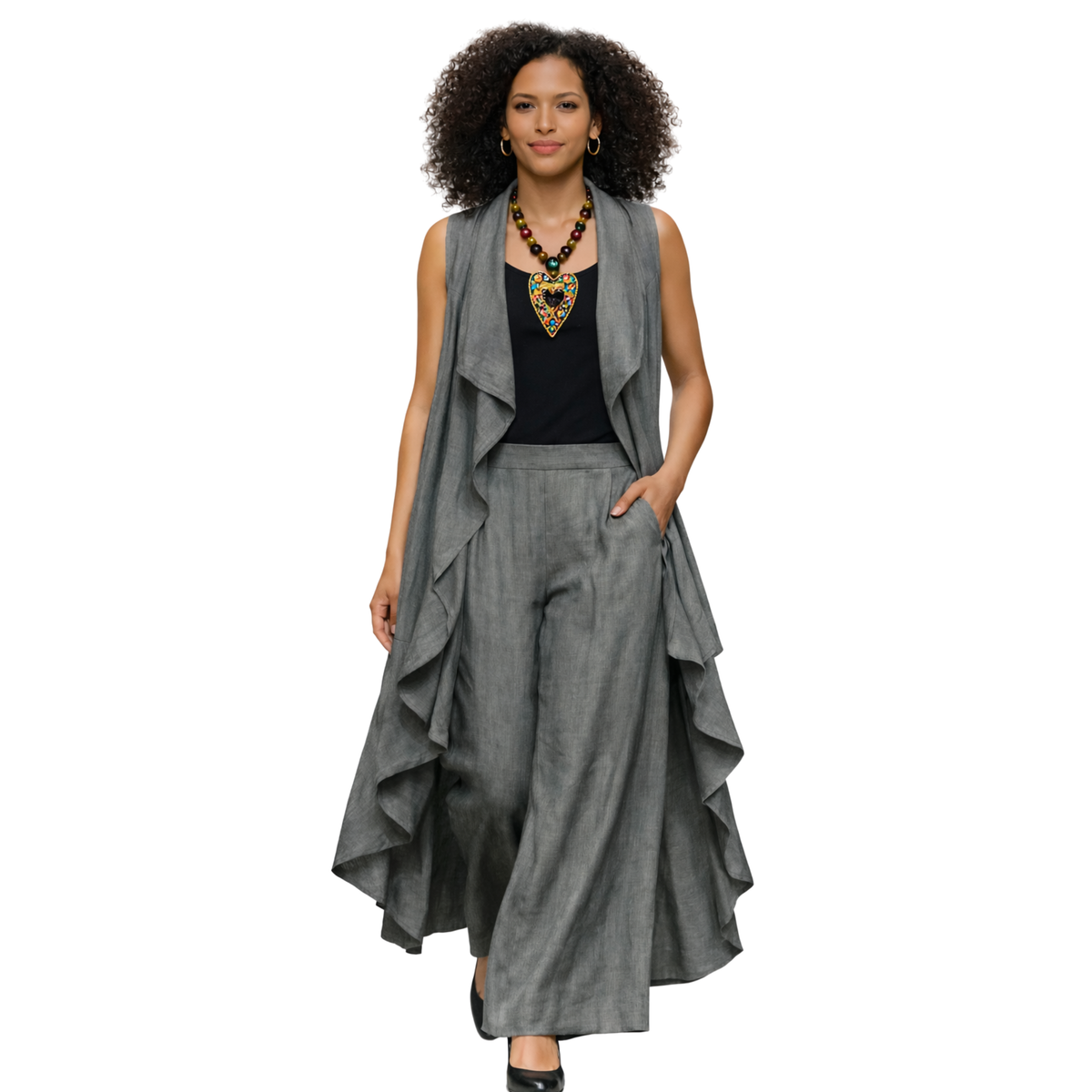 Zyanna Flax Linen 2-Piece Pants Set – Sculpted Resort Ensemble