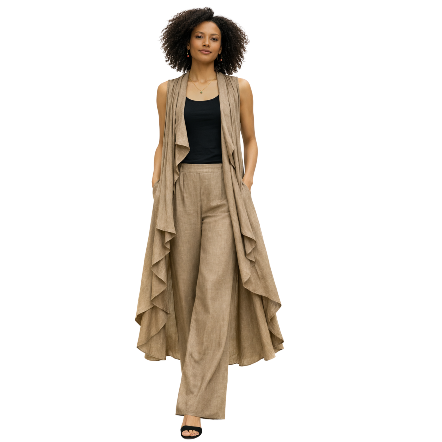 Zyanna Flax Linen 2-Piece Pants Set – Sculpted Resort Ensemble