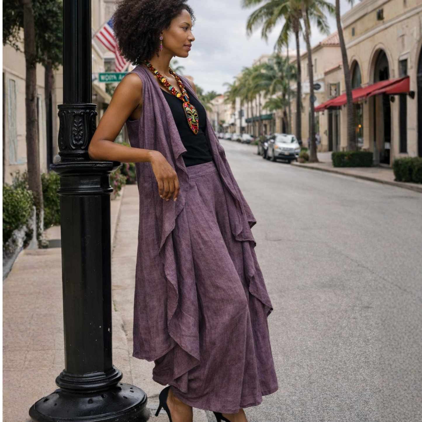 Zyanna Flax Linen 2-Piece Pants Set – Sculpted Resort Ensemble