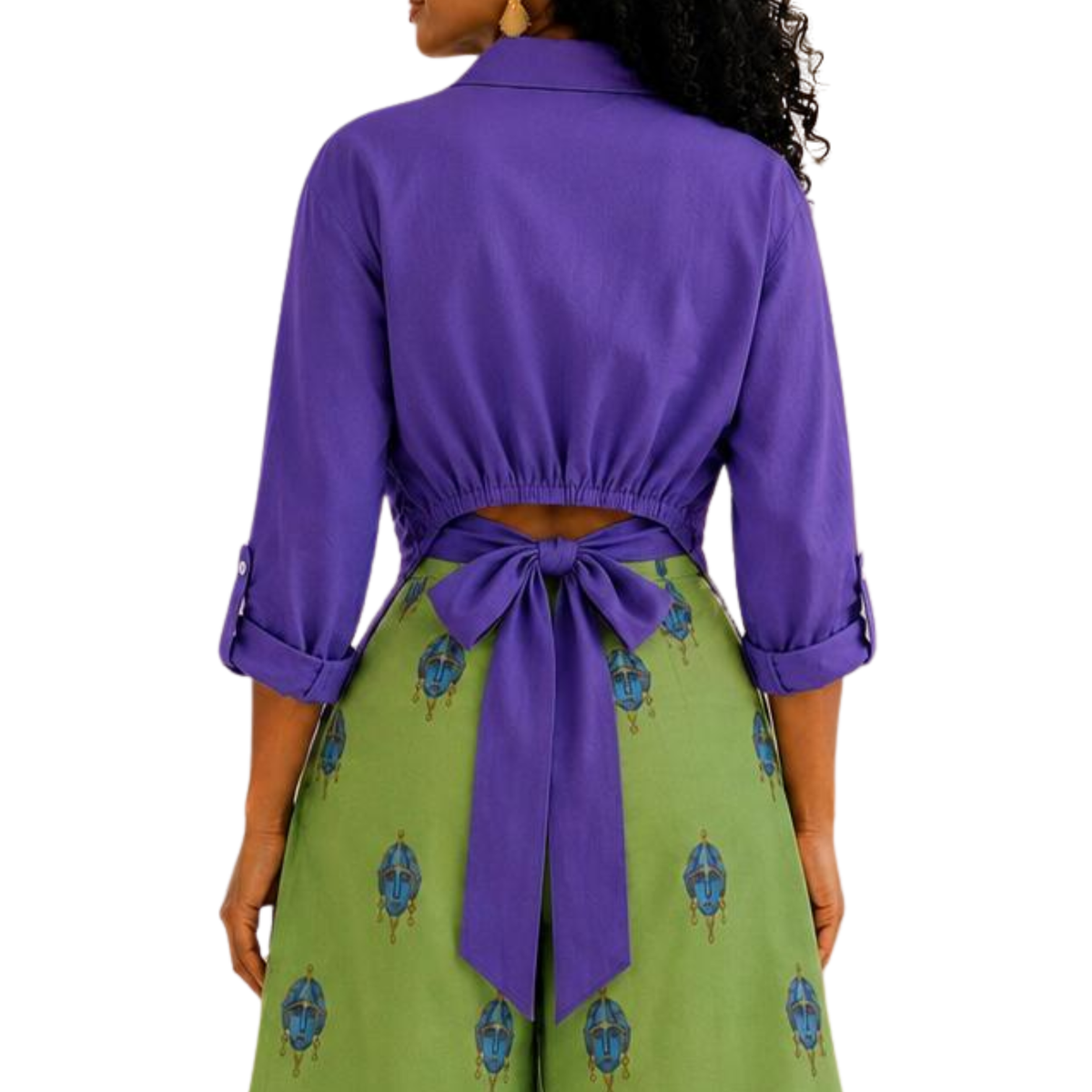 Savannah Masque 100% Flax Linen Artist-Print Shirt