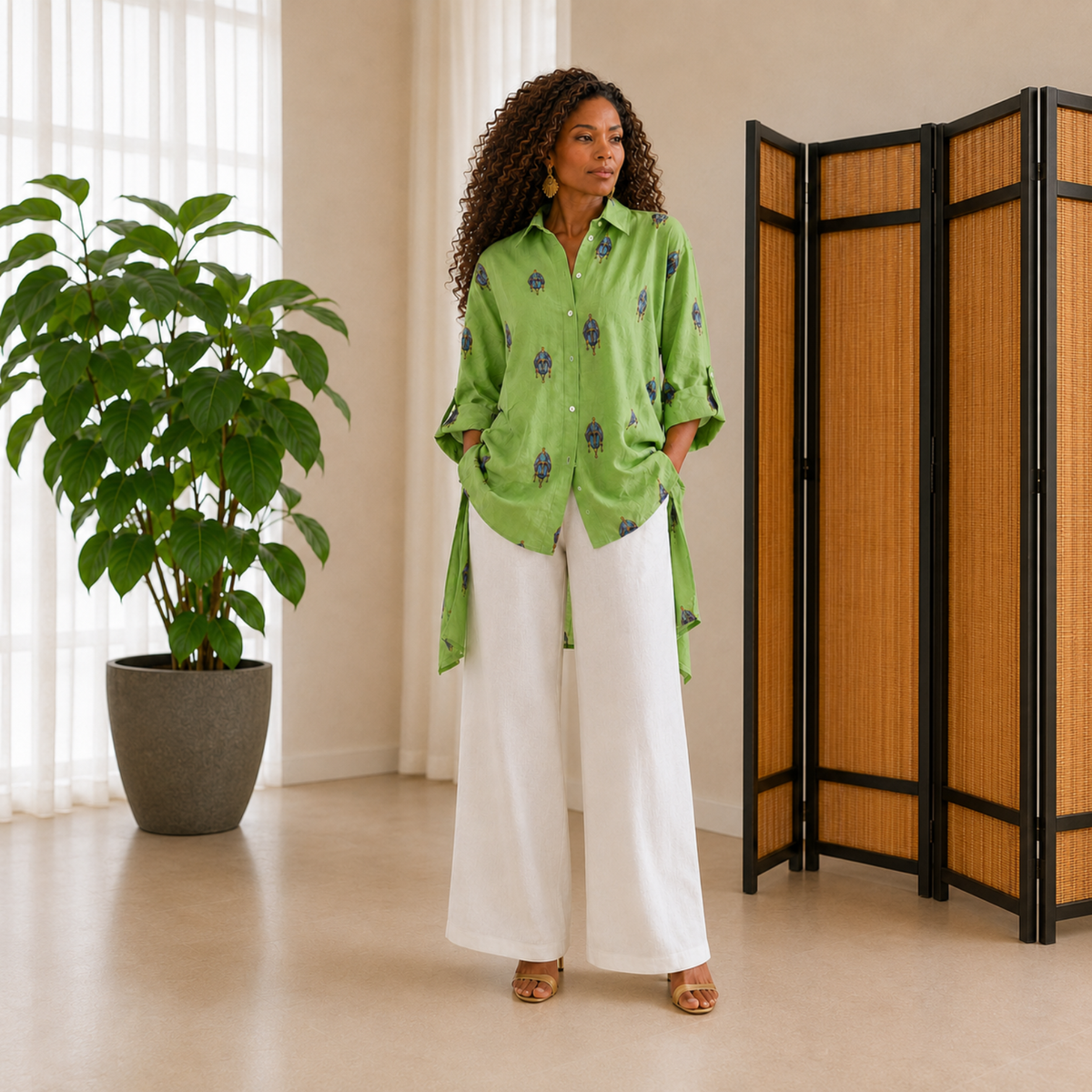 Savannah Masque 100% Flax Linen Wide-Leg Pants
