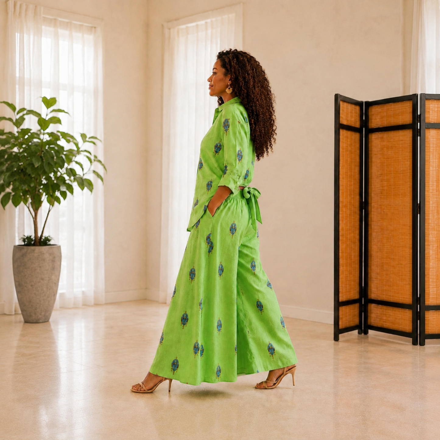 Savannah Masque 100% Flax Linen Wide-Leg Pants