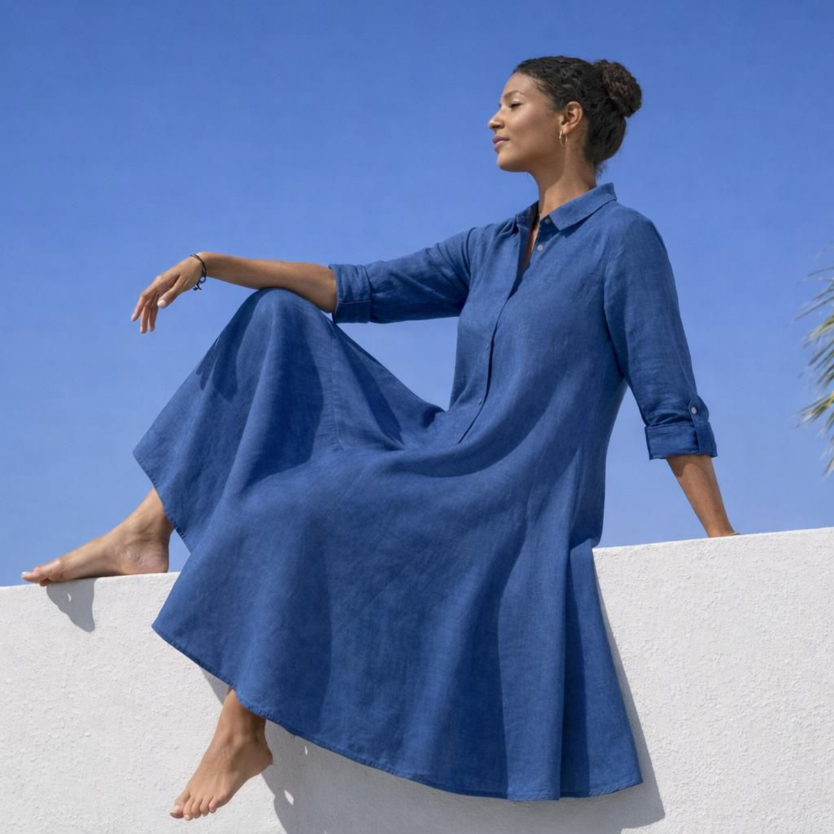 Isla Linen Bias Midi Dress