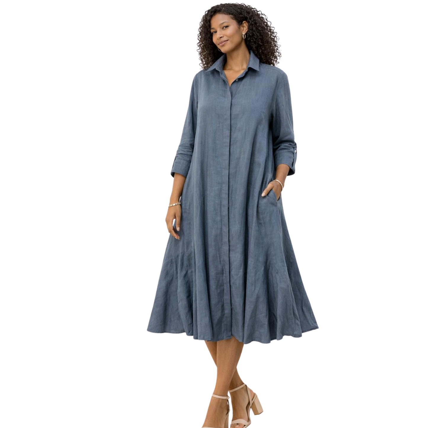 Isla Linen Bias Midi Dress