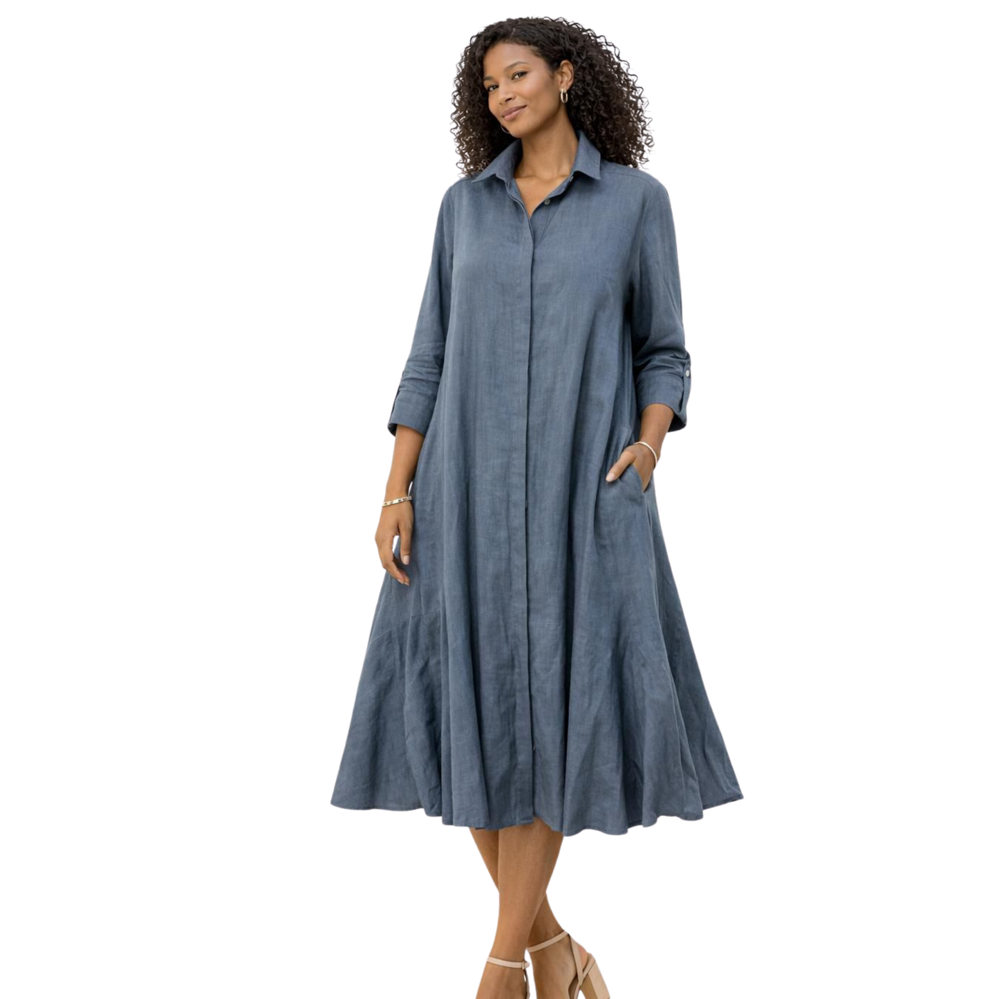 Isla Linen Bias Midi Dress