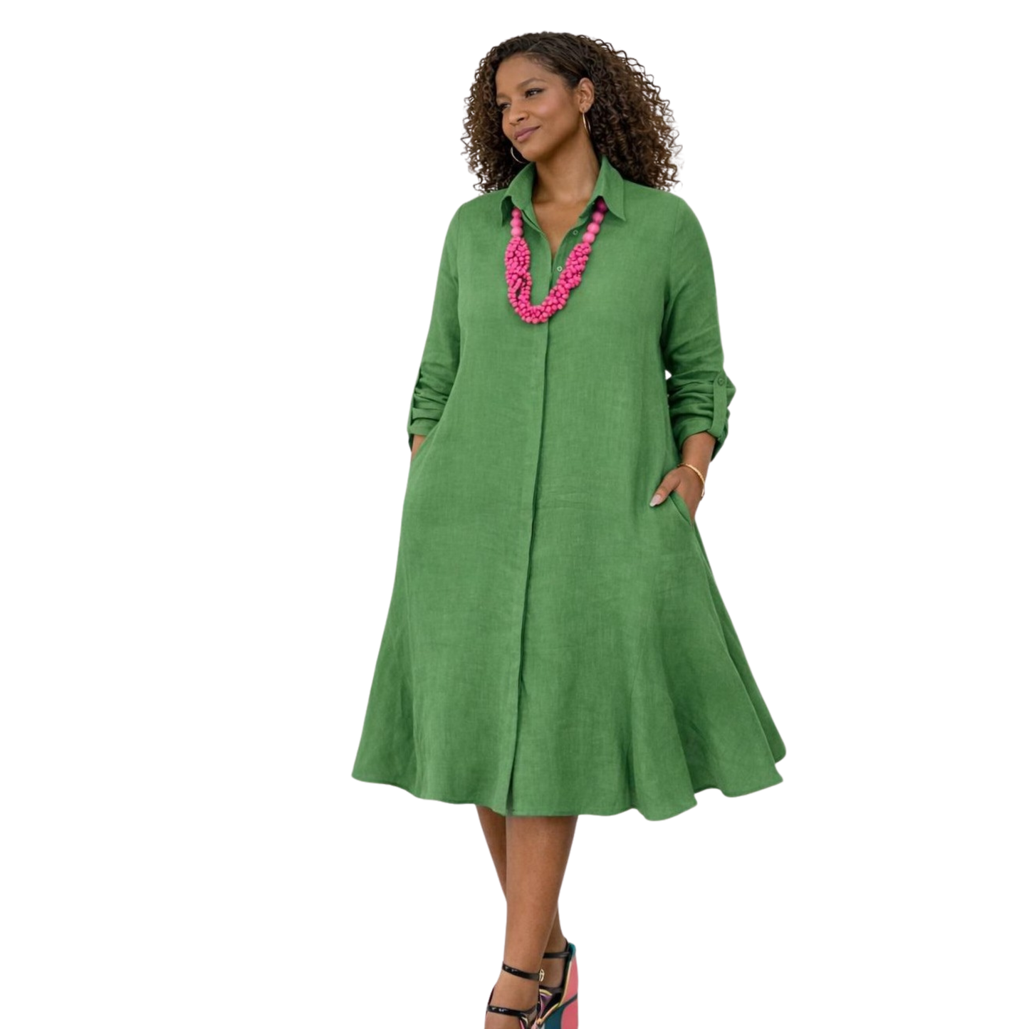 Isla Linen Bias Midi Dress