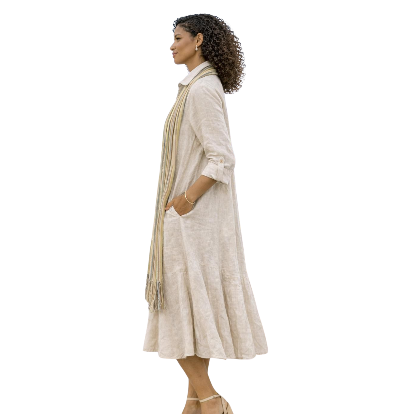 Isla Linen Bias Midi Dress