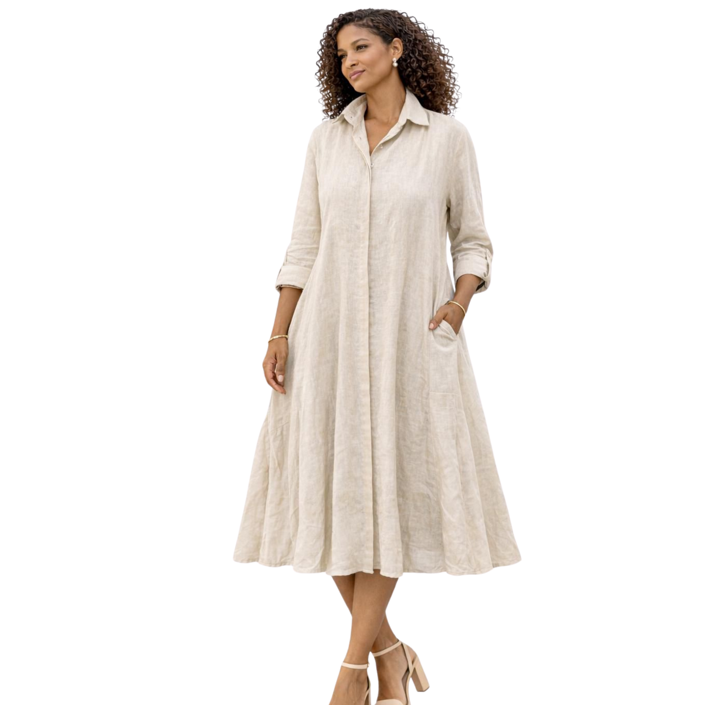 Isla Linen Bias Midi Dress