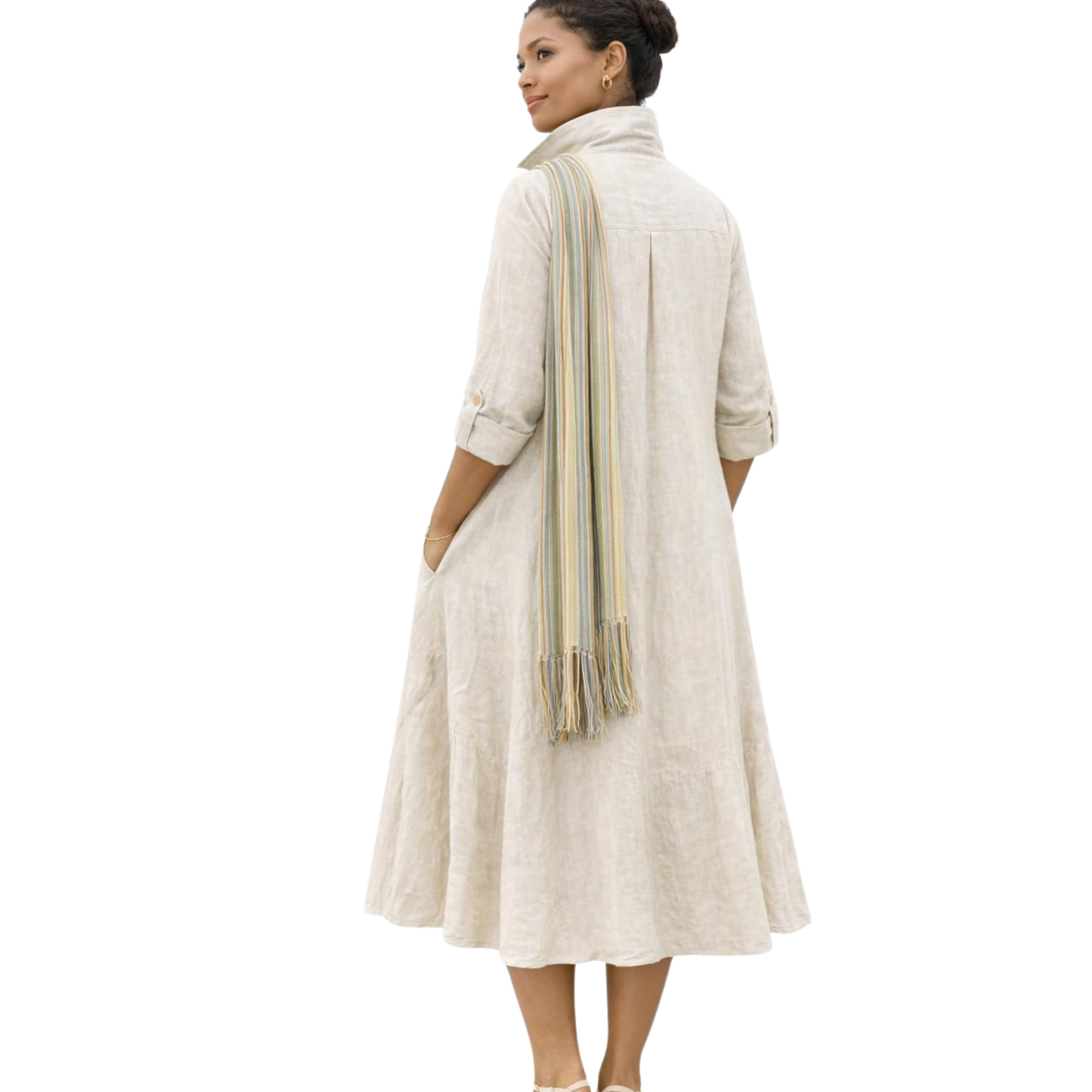 Isla Linen Bias Midi Dress