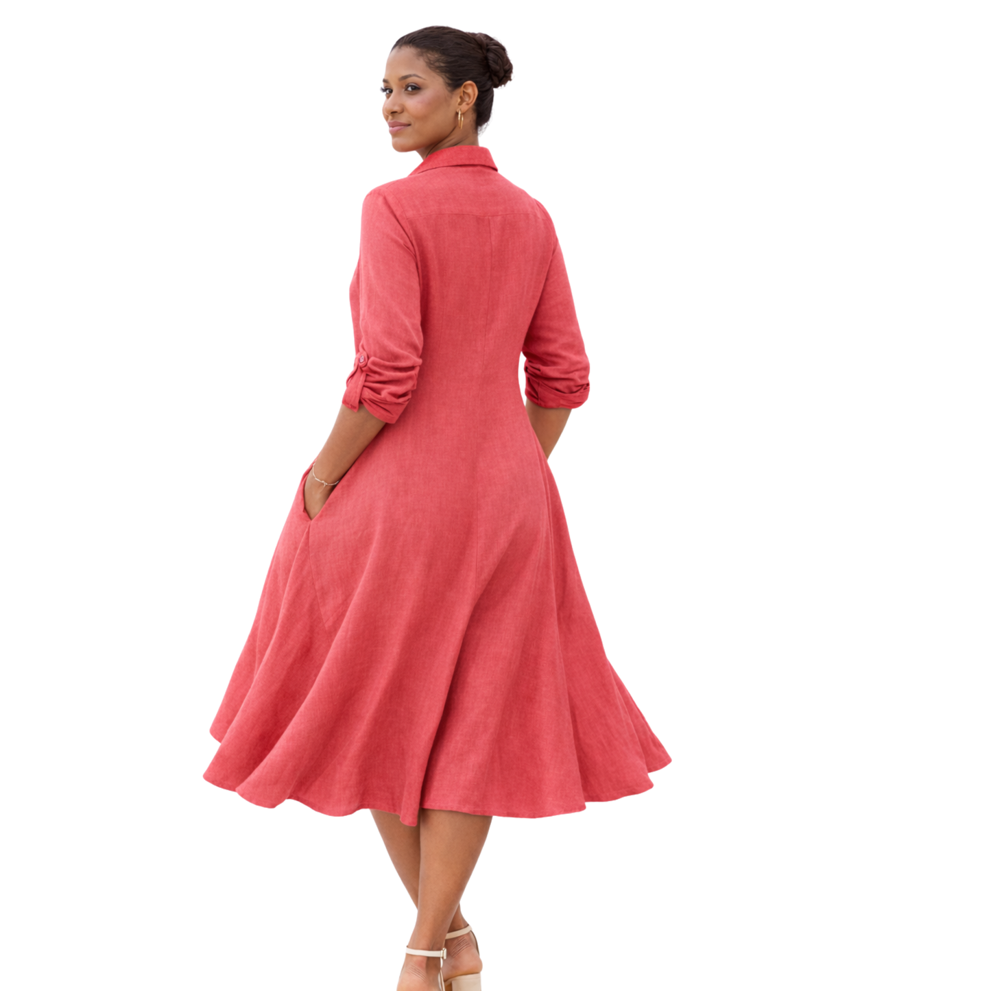 Isla Linen Bias Midi Dress
