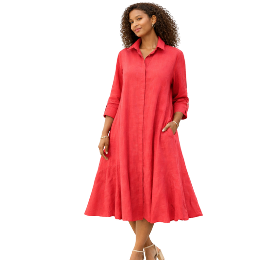 Isla Linen Bias Midi Dress
