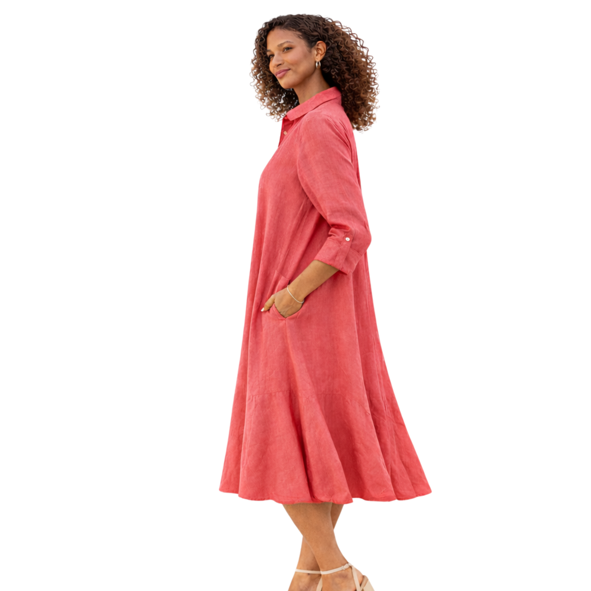 Isla Linen Bias Midi Dress