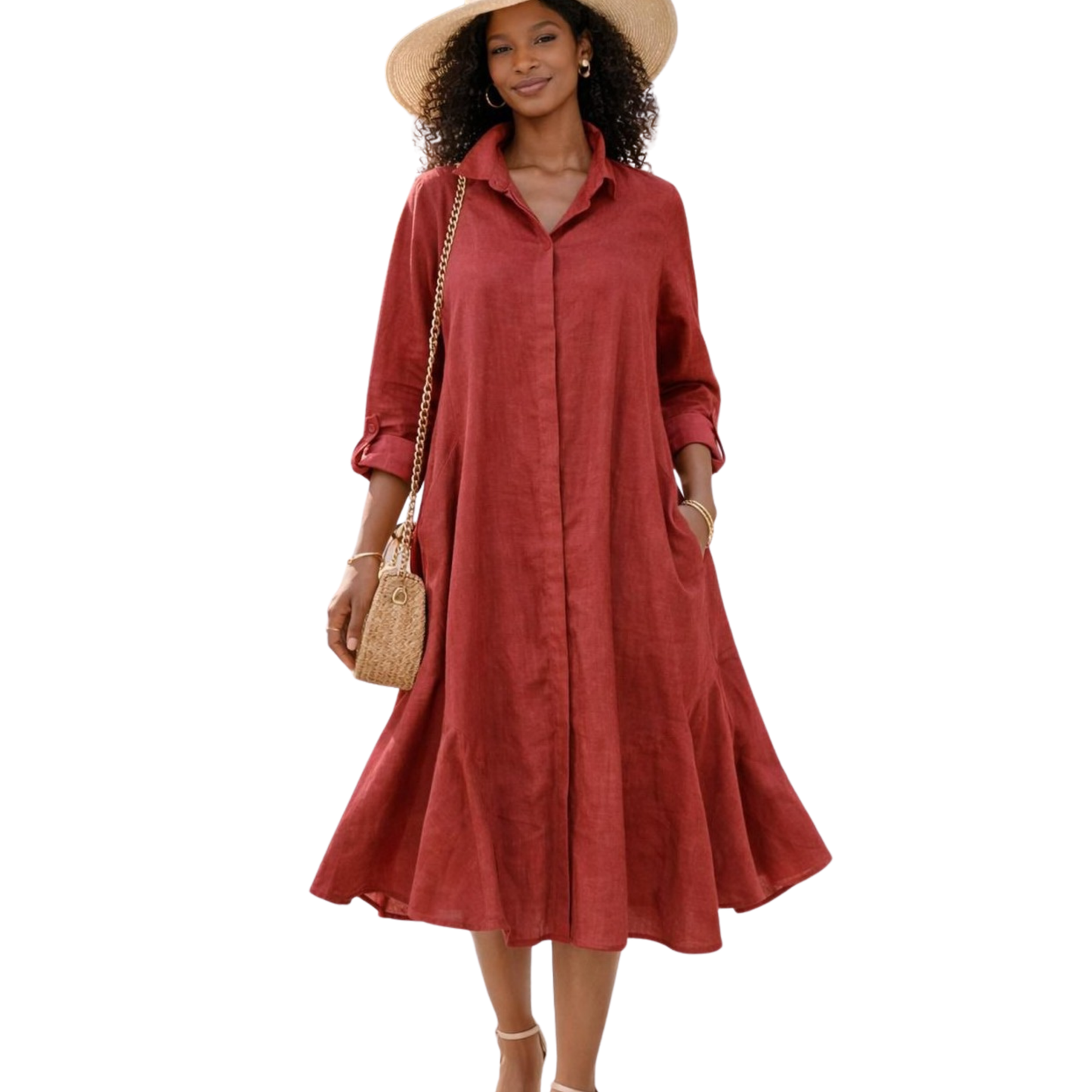 Isla Linen Bias Midi Dress