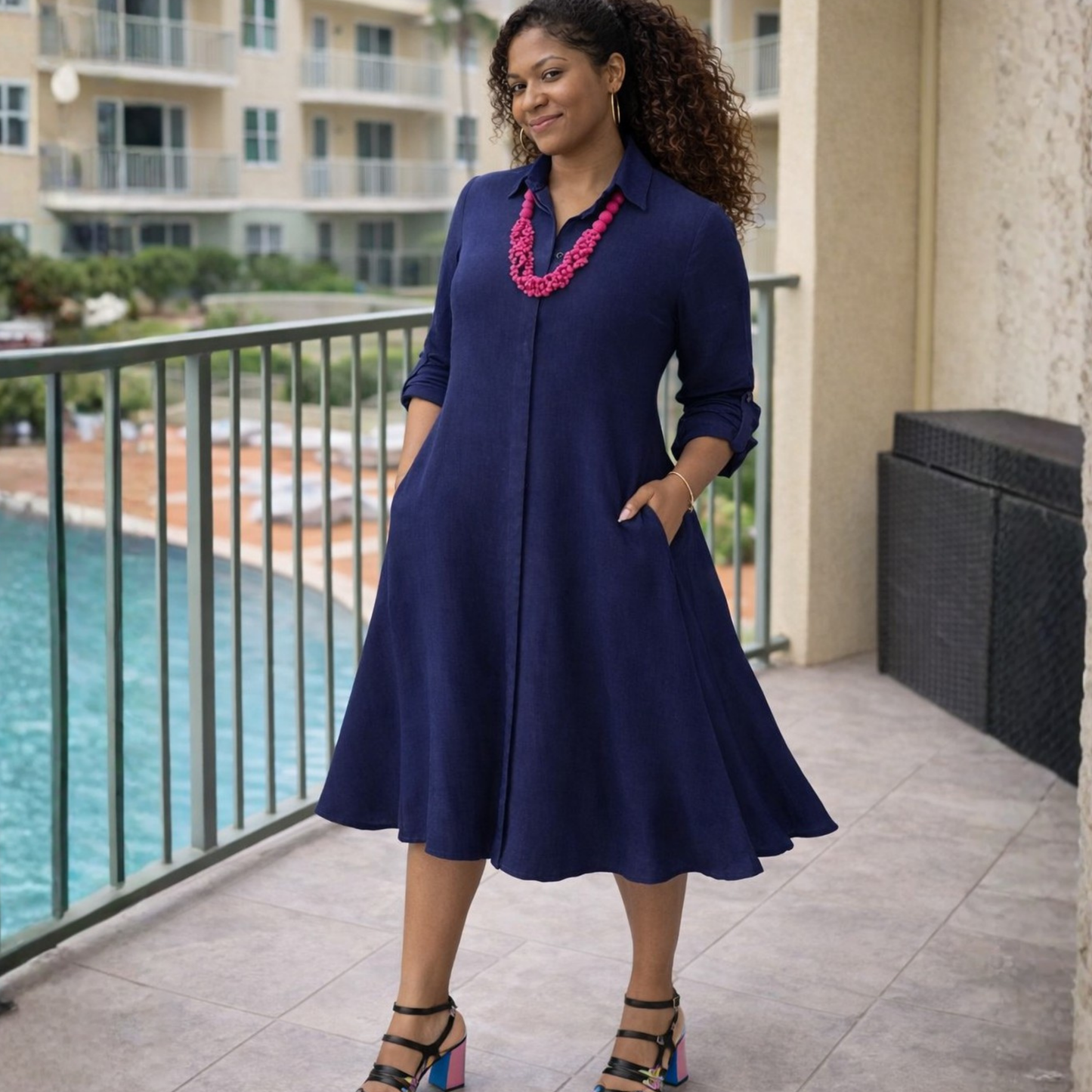 Isla Linen Bias Midi Dress