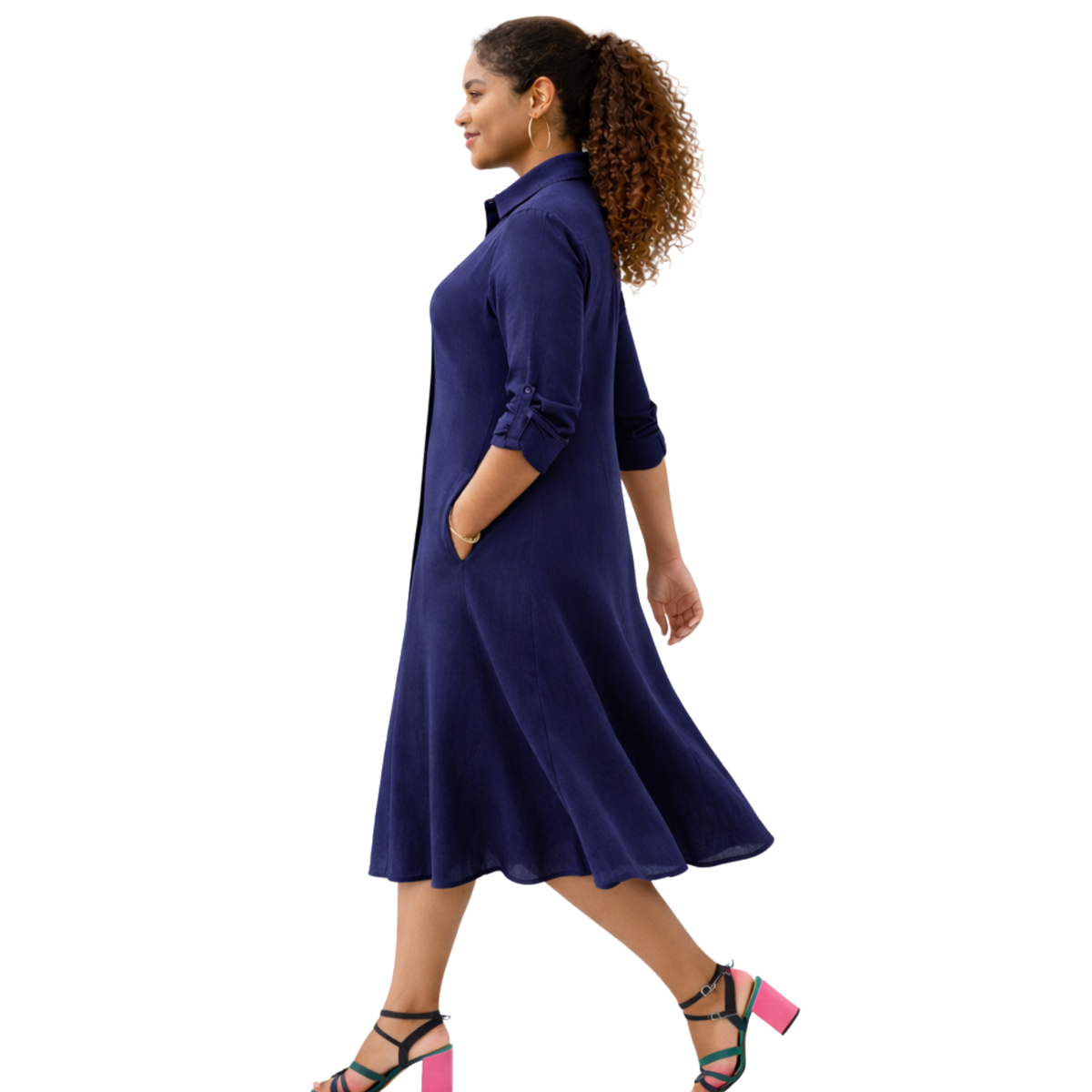 Isla Linen Bias Midi Dress