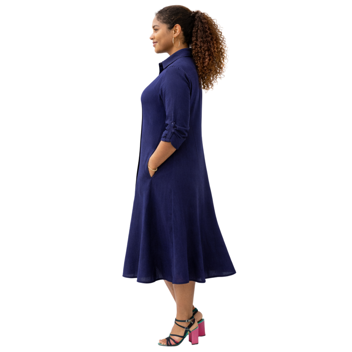 Isla Linen Bias Midi Dress