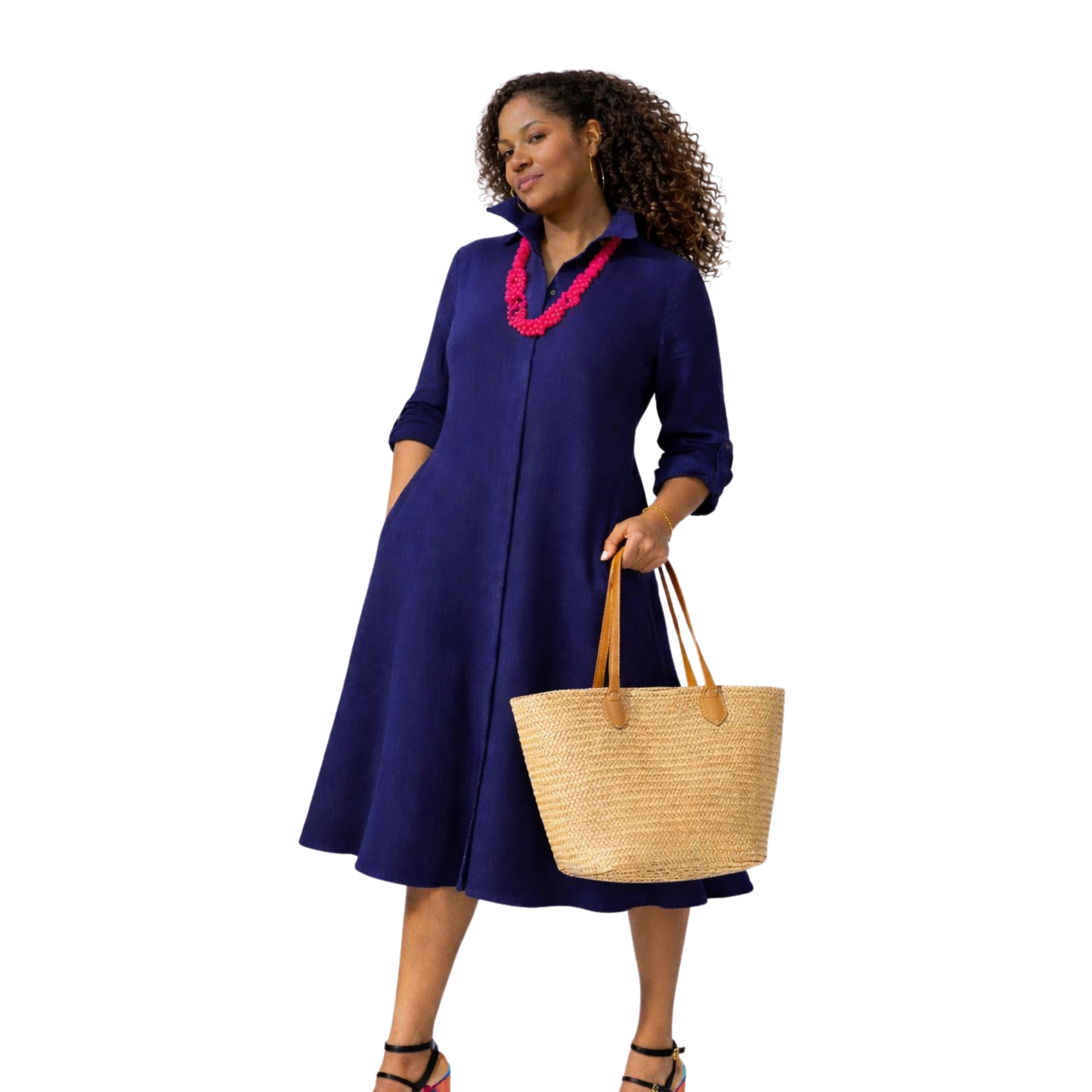 Isla Linen Bias Midi Dress