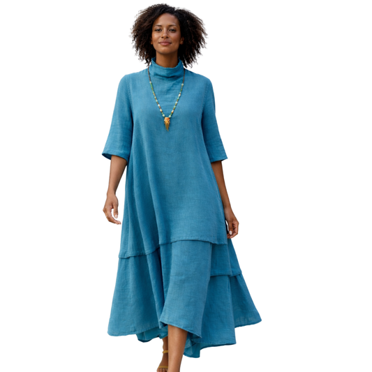 Marisa 100% Linen Layered Kaftan Dress – Luxury Resort Wear