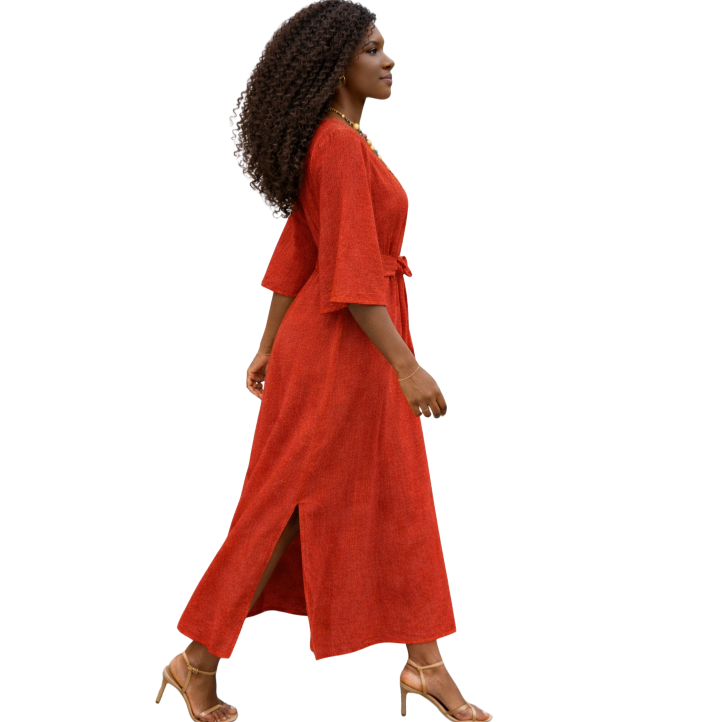 Azaria Signature Linen Wrap Midi Dress