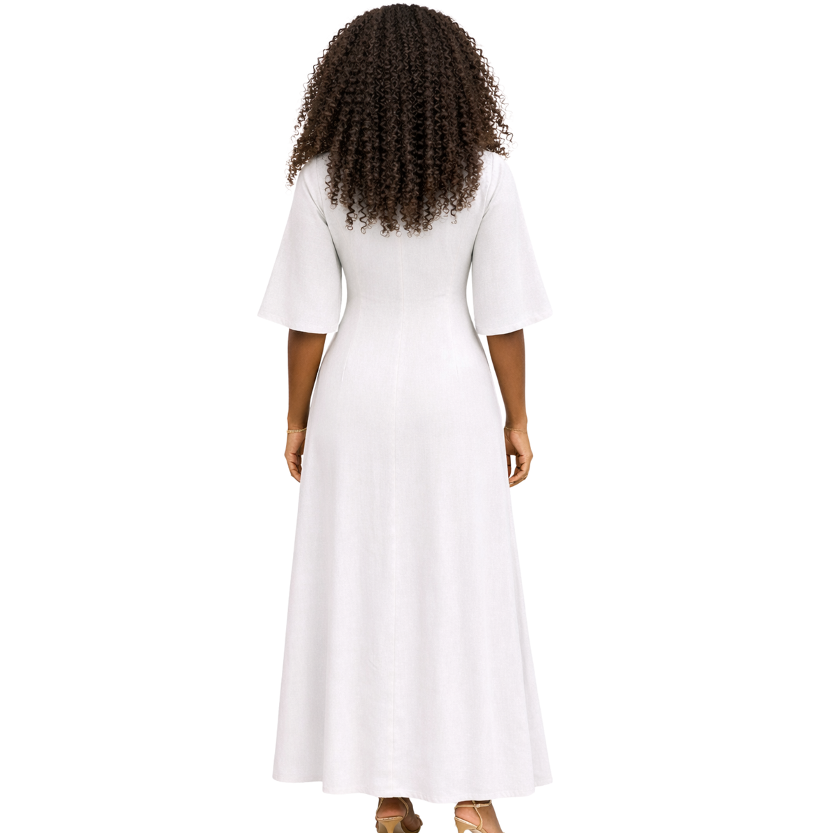 Azaria Signature Linen Wrap Midi Dress