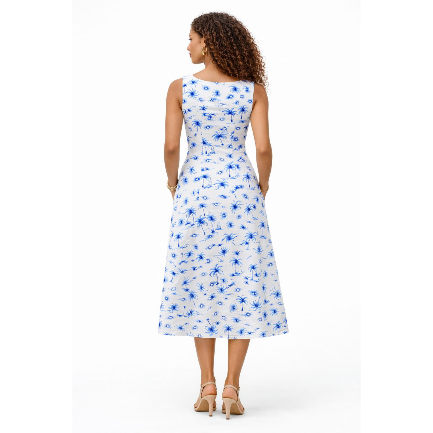Janna Sleeveless Linen A-Line Midi Dress Artist Series