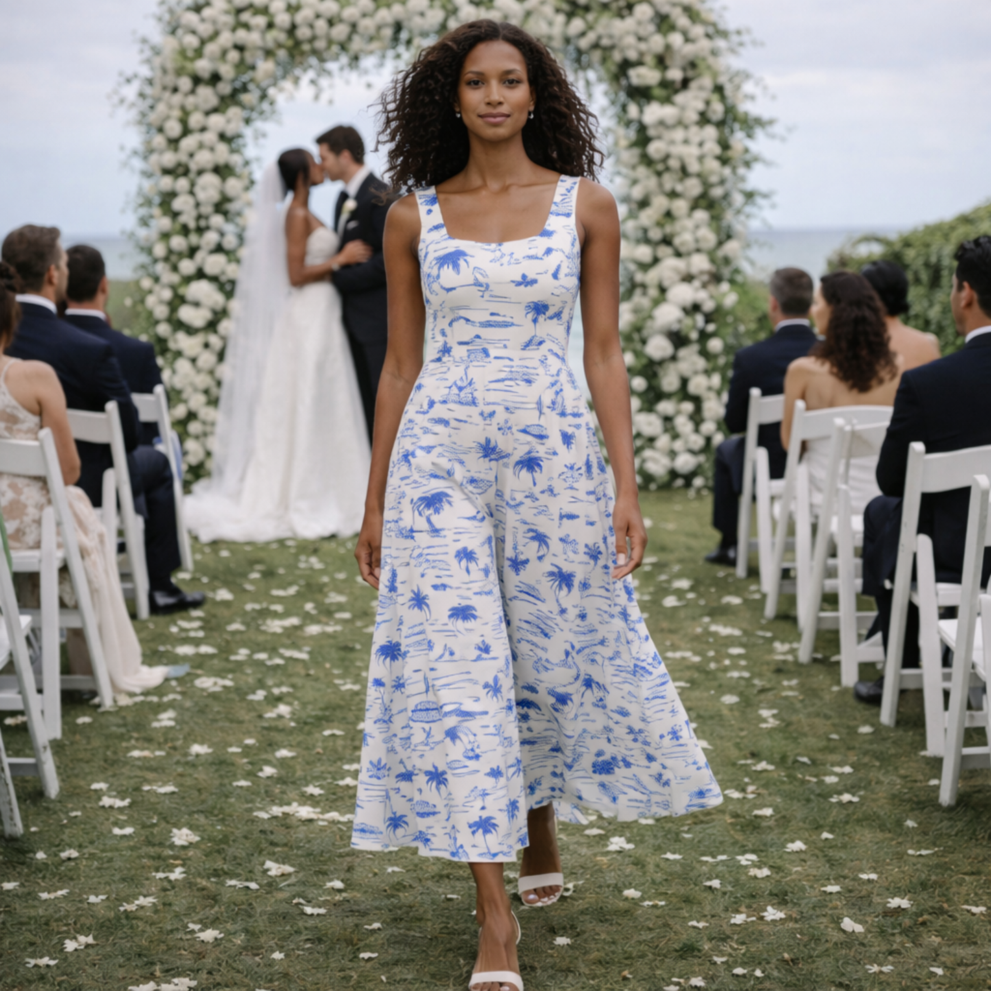 Janna Sleeveless Linen A-Line Midi Dress Artist Series
