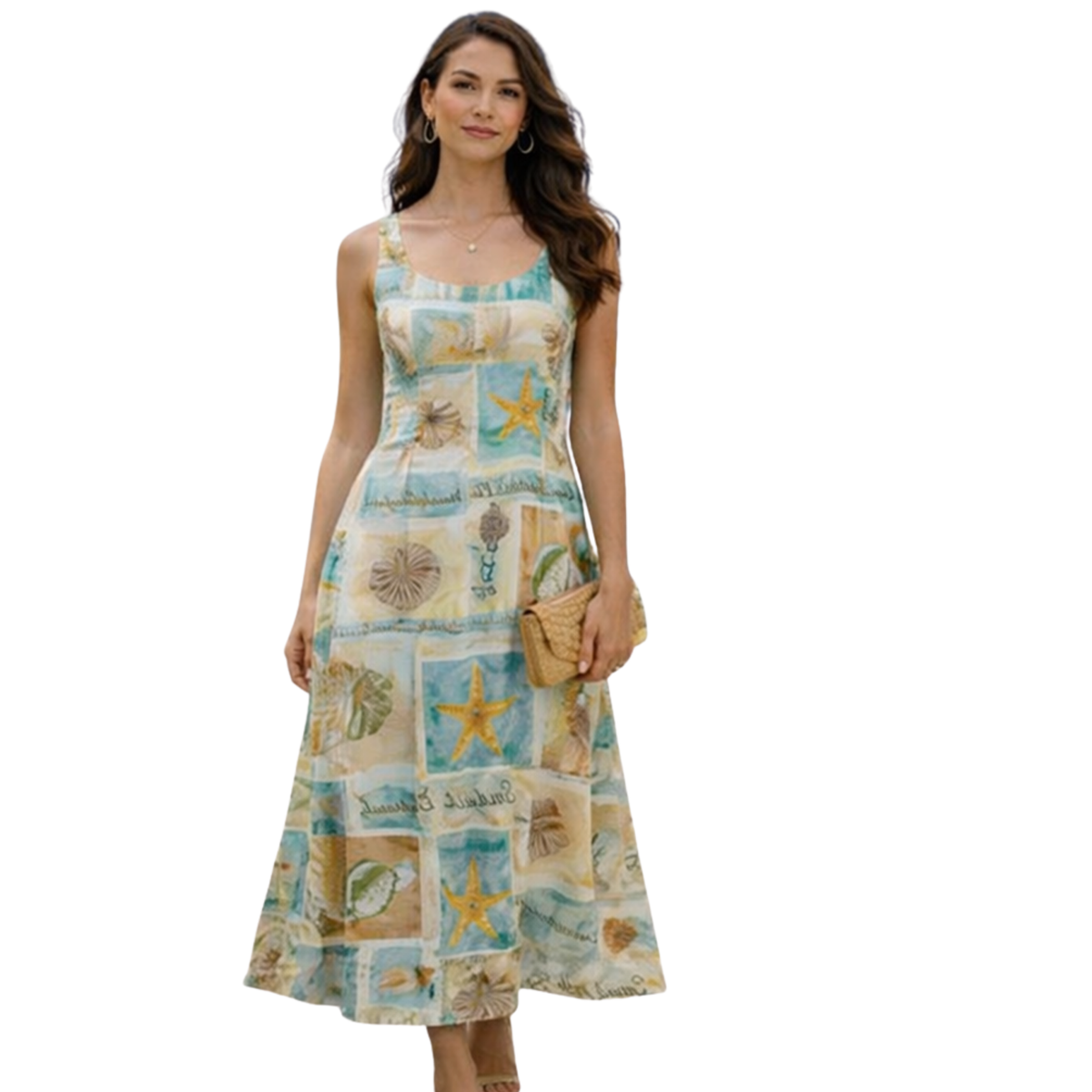 Janna Sleeveless Linen A-Line Midi Dress Artist Series