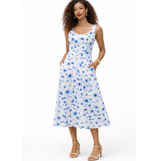 Janna Sleeveless Linen A-Line Midi Dress Artist Series
