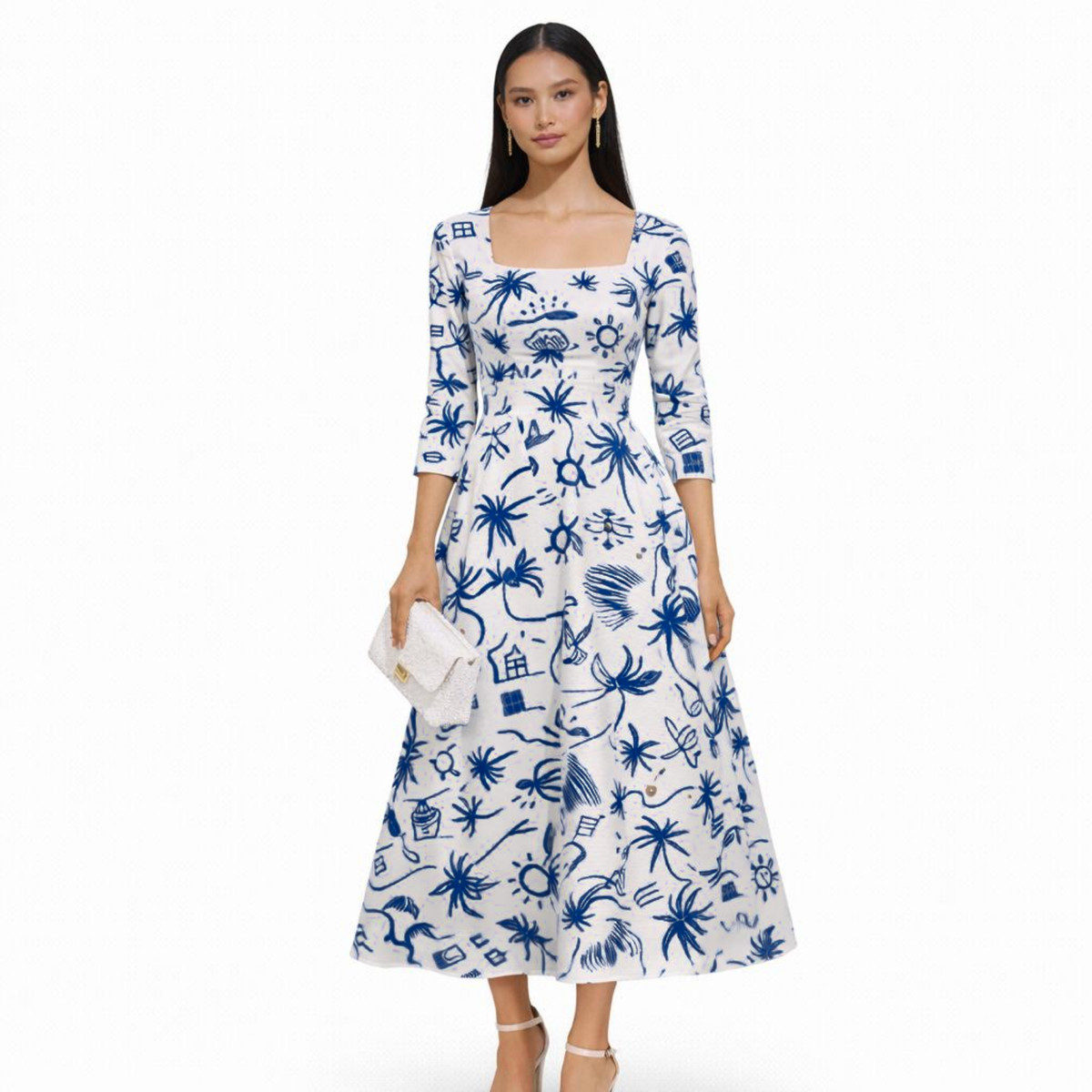 Linen Pocket Midi Dress Artist Series