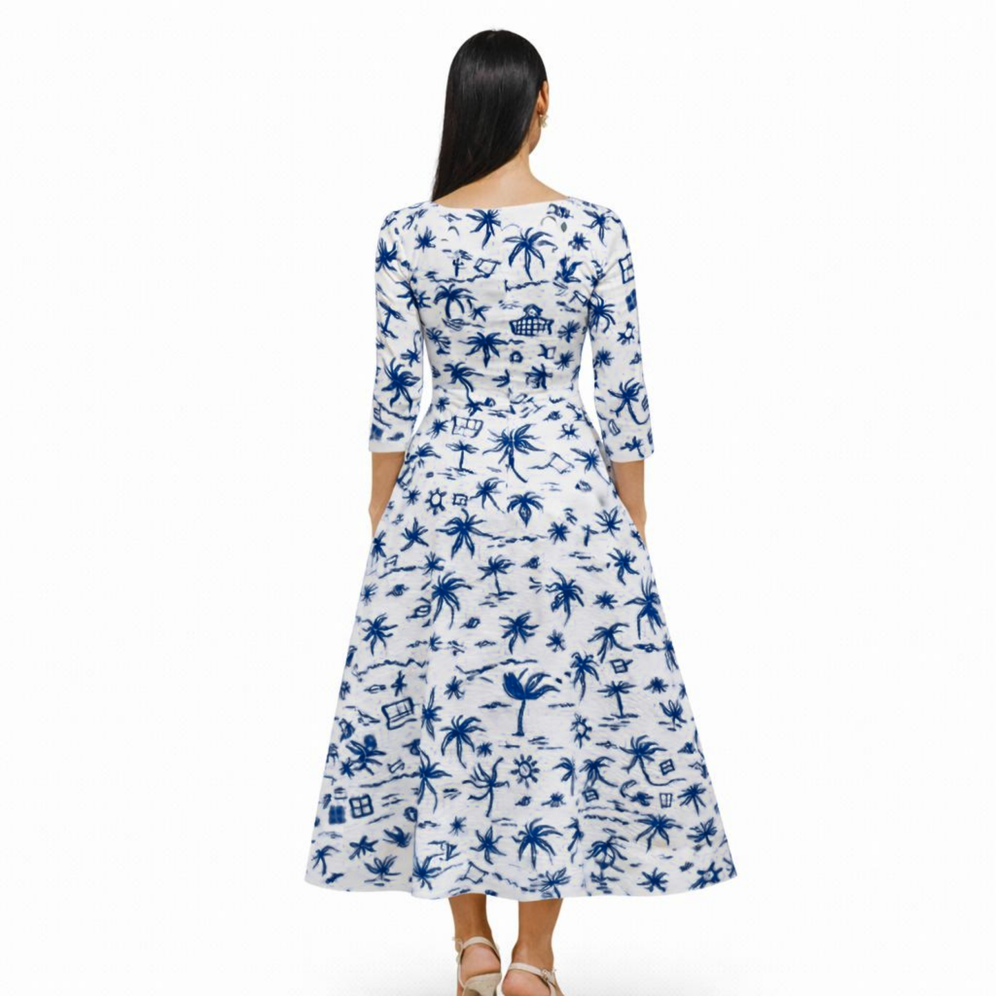 Linen Pocket Midi Dress Artist Series
