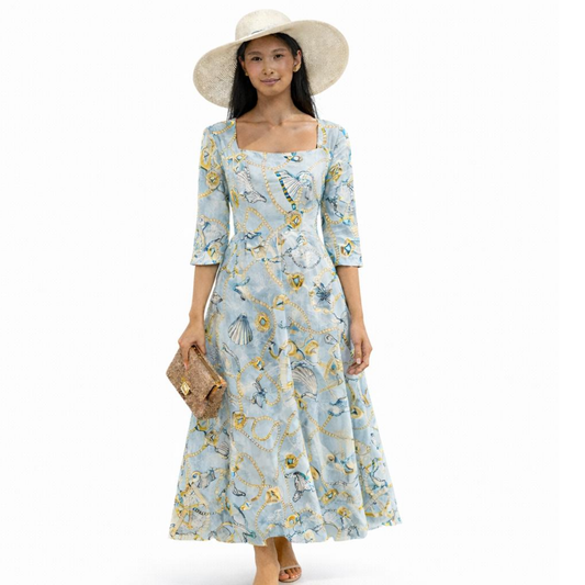 Linen Pocket Midi Dress Artist Series