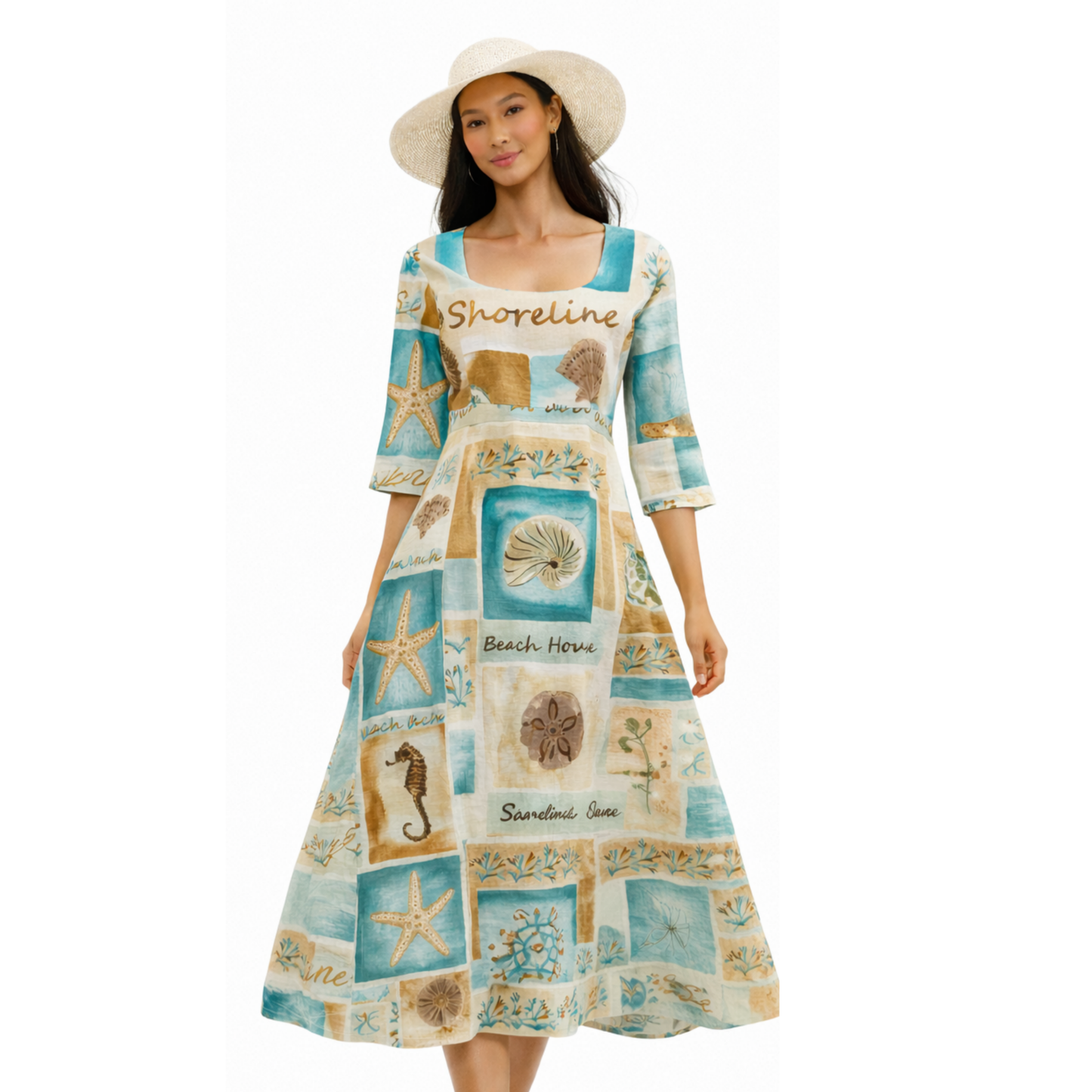 Linen Pocket Midi Dress Artist Series